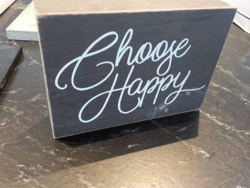 lot 91 image: Choose Happy Wood Sign and 3 Pictur...