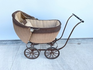 Large Wicker Baby Buggy