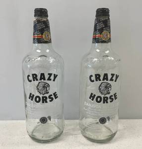 Two Crazy Horse Vintage Liquor Bottles