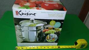 lot 97 image: Stainless Steel Stovetop Steam Juicer -New In Box