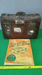 lot 120 image: 1946 Rand McNalley Road Atlas & suitcase