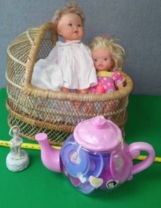 lot 163 image: wicker doll basinet, dolls & more