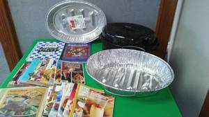 lot 176 image: Enamel Roaster & Cookbooks.