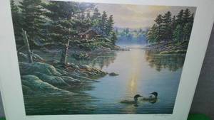 lot 234 image: James A Meger 1987,  Up at the Lake, Common Loons 