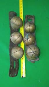 lot 264 image: Pair Of Horse Bells - Brass & Leather