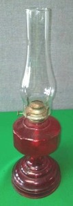 lot 20 image: 20 In. Oil Lamp, - Rare Color -Fabulous