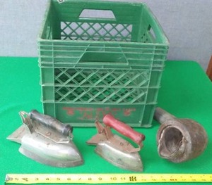 lot 21 image: Vintage Electric Irons, Milk Crate - Plus.