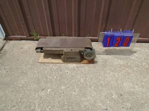 lot 120 image: Vintage remote belt sander. As shown.