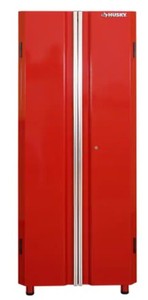 lot 8 image: Husky 24-Gauge Steel Freestanding Garage Cabinet in Red (30 in. W x 72 in. H x 18 in. D, Unclaimed Freight.