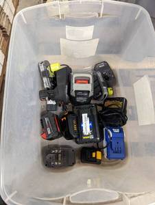 lot 115 image: Bin of Defective Tool Batteries