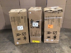 lot 10 image: Husky Ready-to-Assemble 24-Gauge Steel Wall Mounted Garage Cabinet in Red (28 in. W x 29 in. H x 12 in. D) - Lot of 3 - Review all pictures