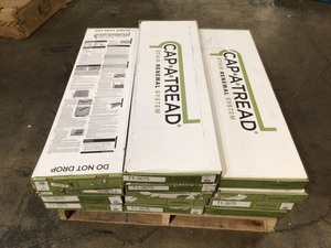 lot 7 image: Cap A Tread Trail OakGeorgia Clay 47 in. Length x 12-18 in. W x 1-1116 in. T Vinyl to Cover Stairs 1 in. Thick - Open Boxes - Review all pictures
