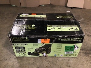 lot 3 image: Green Machine 62V Brushless 22 in. Electric Cordless Battery Self- Propelled Lawn Mower with 1 4.0 Ah Batteries and Charger - Open Box - Review all pictures