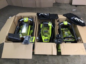lot 5 image: Mix Lot of 3 Ryobi Battery Operated Lawn Mowers - Open Boxes - Review all pictures