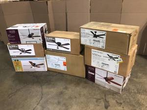 lot 20 image: Assorted Pallet of Hampton Bay Ceiling Fans - Customer Returns - Review all pictures