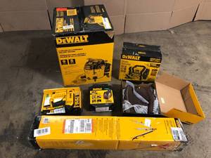 lot 39 image: Mix Lot of Dewalt Tools - Portable Vacuum, Stand, Battery Chargers - Review all pictures
