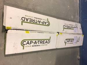 lot 10 image: Cap A Tread Vintage Pewter Oak 47 in. Length x 12-18 in. Wide x 1-1116 in. Thick Laminate to Cover Stairs 1 in. Thick lot of 2 Customer Returns See Pictures