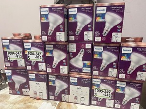 lot 52 image: Lot of 15 Philips Color and Tunable White BR30 LED 65-Watt Equivalent Dimmable Smart Wi-Fi Wiz Connected Wireless Light Bulb
