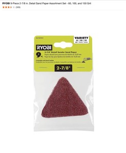 lot 2 image: (10) RYOBI 9-Piece 2-78 in. Detail Sand Paper Assortment Set - 60, 100, and 150 Grit. See Pictures