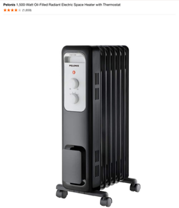 lot 3 image: Pelonis 1,500-Watt Oil-Filled Radiant Electric Space Heater with Thermostat. See Pictures