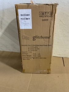 lot 24 image: Glitzhome Jumbo Black Metal Cutout Planter Stand (Set of 3). See Pictures
