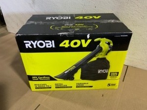 lot 39 image: RYOBI 40V Vac Attack Cordless Battery Leaf VacuumMulcher (Tool Only). See Pictures