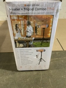 lot 42 image: Heat Storm Tradesman 1,500-Watt Electric Outdoor Infrared Quartz Portable Space Heater with Tripod and CeilingWall Mount. See Pictures