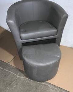 lot 48 image: MODWAY Divulge Grey Armchair and Ottoman. See Pictures