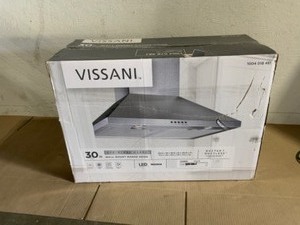 lot 50 image: Vissani 30 in. W Convertible Wall Mount Range Hood with 2 Charcoal Filters in Stainless Steel. See Pictures