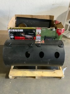 lot 57 image: Char-Grilled Texas Trio 3-Burner Dual Fuel Grill with Smoker in Black. See Pictures