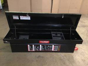 71.38 in. Matte Black Aluminum Full Size Crossbed Truck Tool Box by Weather Guard Customer Returns See Pictures