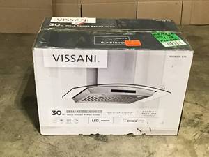 30 in. W Convertible Glass Wall Mount Range Hood with 2 Charcoal Filters in Stainless Steel by Vissani Customer Returns See Pictures