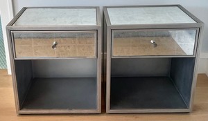 lot 22 image: Pair of Restoration Hardware Delaney Mirrored Side Tables