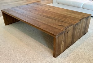 lot 4 image: OAK BRL WATERFALL COFFEE TABLE