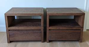 lot 11 image: Pair of Restoration Hardware Oak Brle Nightstands