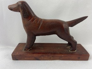 lot 26 image: Hand Carved Wood Folk Art- Tabletop Dog Carving & Two Duck Wall Hangings