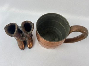 lot 25 image: Copper Collectors Tiny Lot - Cowboy Boots and a Copper Cup