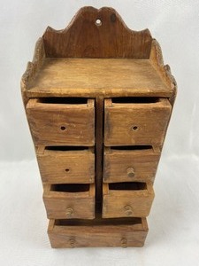 lot 93 image: Charming Rustic Wooden 7 Drawer Small Hanging Box