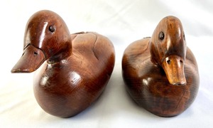 lot 78 image: Two Hand-Carved Ducks by Artist Harry Bystrom- 1977