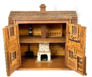 lot 2 image: Fantastically Detailed Scale Model of A Swedish Farm Bake House w Intricate Tools and Hand-Made Furniture by Harry Bystrom