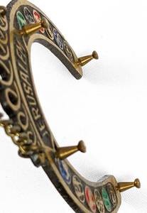 lot 144 image: Mid-Century Brass Jerusalem Twelve Tribes of Israel Horseshoe Key Holder - Judaica