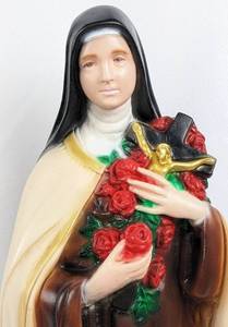 lot 32 image: St. Therese of the Roses 2 Ft. Blow Mold Statue with Fillable Base - Vintage Religious