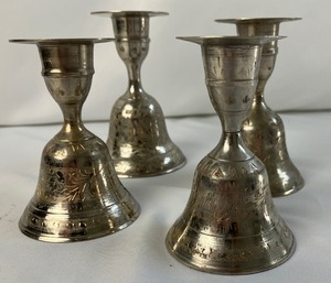 lot 160 image: Vintage Silver Bell  Candle Sticks