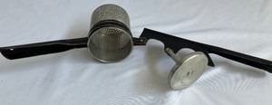 lot 159 image: Vintage Universal Potato Masher and Vintage Green Handle Tools
