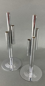 lot 44 image: Pair of Art Deco Chrome Four - Tube Bud Vases by Ruth Gerth for Chase Brass and Copper Company
