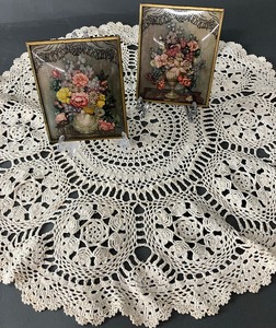lot 127 image: Two Vintage Framed Convex Silhouette Floral  Pictures