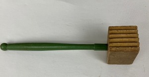 lot 111 image: Vintage Wood Rolling Pins with Green Handles, Wood Tenderizers & Wooden Spoons