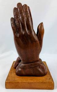 lot 189 image: Solid Wood Praying Hands Sculpture