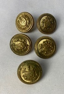 lot 199 image: Lot of 17 Antique Military  Service  Brass Buttons and Pins