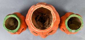 lot 254 image: Antique Papier Mache Halloween Jack O Lanterns, Set of 3